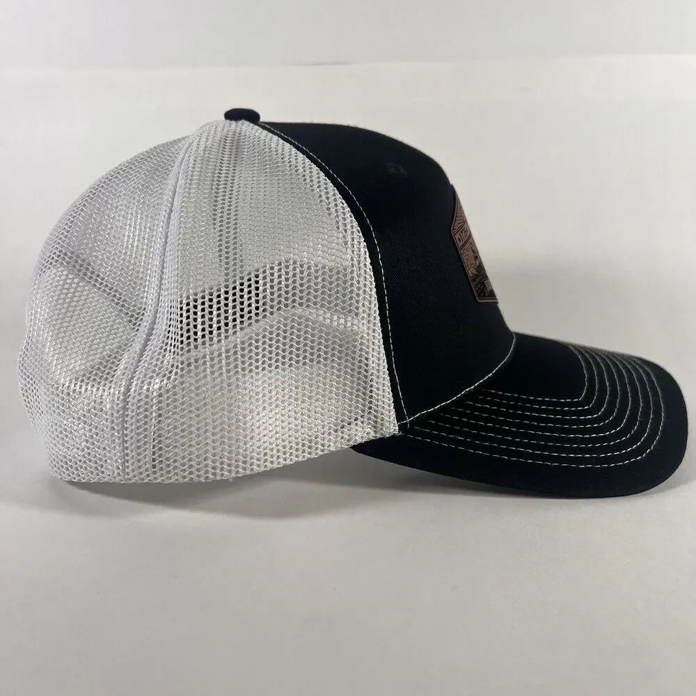 America 250 Liberty Bell Leather Patch Outdoor Cap OC771 Trucker Hat Black/White